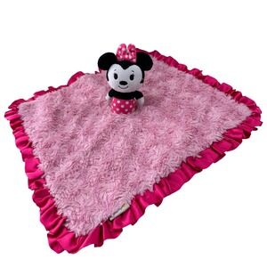 Disney Hallmark Itty Bittys Minnie Mouse Pink Plush Baby Security Blanket Satin